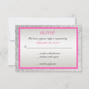 Pink - Elegante Glitter-Hochzeits-RSVP RSVP Karte