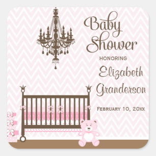 Pink elegante Kinderzimmer Mädchen Duschkleber Quadratischer Aufkleber