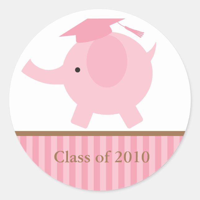Pink Elephant Abschluss Runder Aufkleber (Vorderseite)