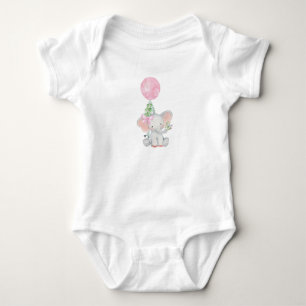Pink Elephant Baby Bodysuit Strampler