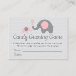 Pink Elephant Baby Dusche Candy Guessing Game Visitenkarte