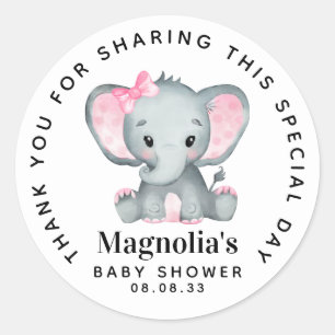 Pink Elephant Baby Dusche Danke Runder Aufkleber