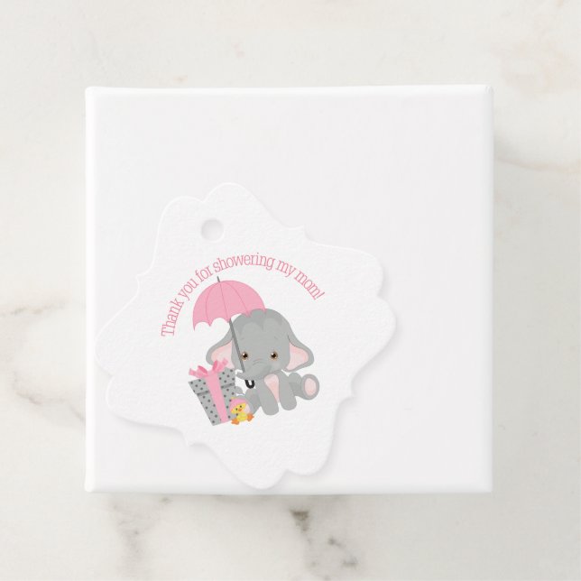 Pink Elephant Baby Dusche Gefallen Tag Geschenkanhänger (Beispiel)