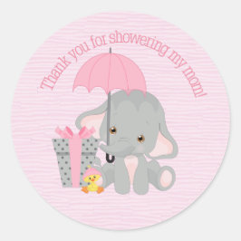 PINK Elephant Baby Dusche Gefallen Tag Runder Aufkleber