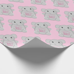 Pink Elephant Baby Dusche Geschenkpapier