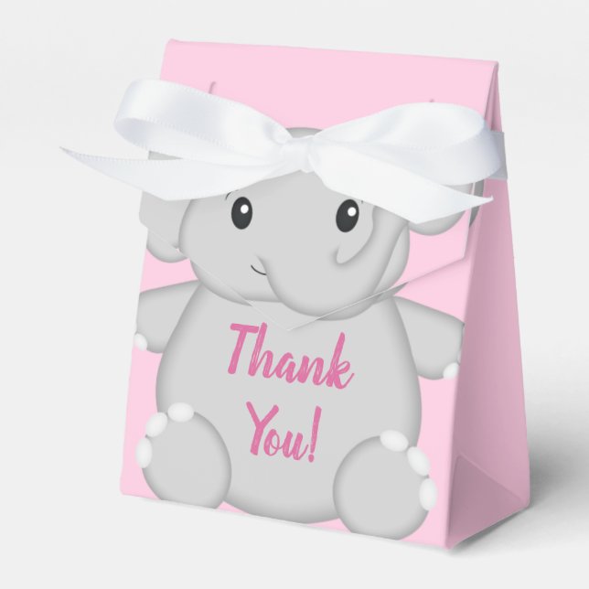 Pink Elephant Baby Dusche Geschenkschachtel (Vorderseite)