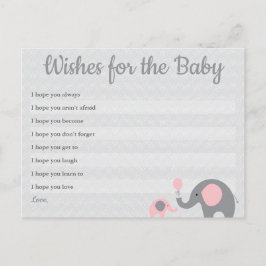 Pink Elephant Baby Dusche Wünsche für Babykarten Postkarte