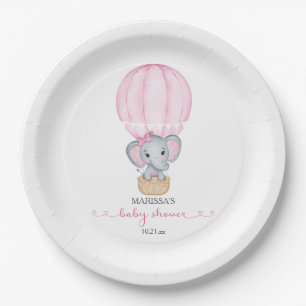 Pink Elephant Baby Girl Dusche Pappteller