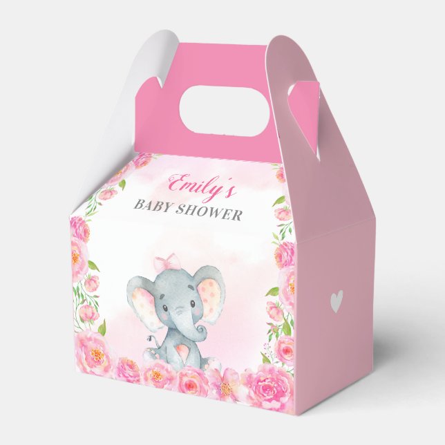 Pink Elephant Baby Girl Dusche Sprinkle Gast Gesch Geschenkschachtel (Vorderseite)