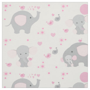 Pink Elephant Baby Girl Stoff