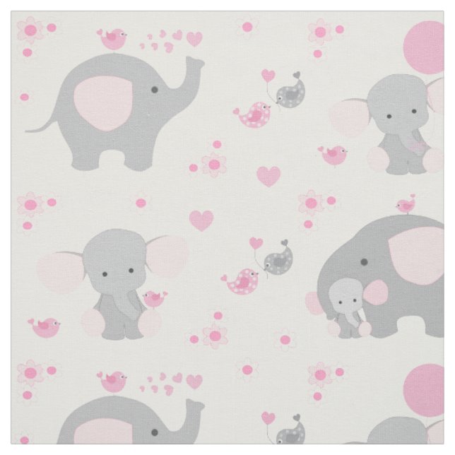 Pink Elephant Baby Girl Stoff (Muster)