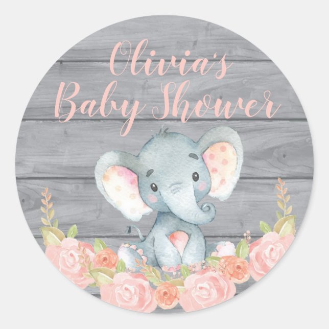 Pink Elephant Baby Shockaufkleber Runder Aufkleber (Vorderseite)