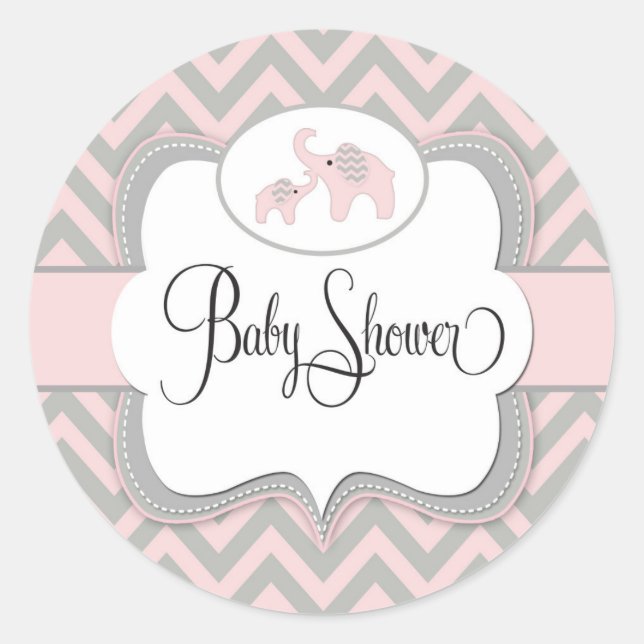 Pink Elephant Baby Shockaufkleber Runder Aufkleber (Vorderseite)