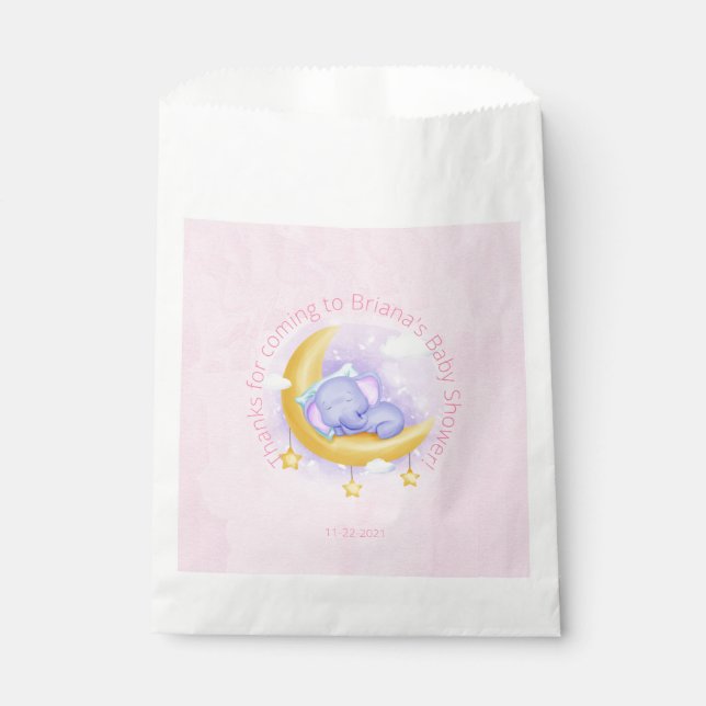 Pink Elephant Baby Shower Girl Geschenktütchen (Vorderseite)