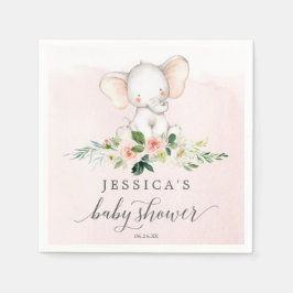 Pink Elephant Baby Showtail Napkin Serviette