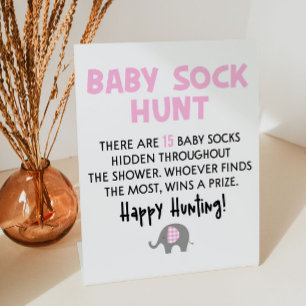 Pink Elephant Baby Sock Hunt Baby Duschgel Spielze Sockelschild
