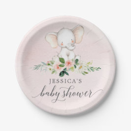 Pink Elephant Babydusche Papierplatte Pappteller