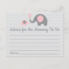 Pink Elephant Babydusche Ratschläge für Mamas Kart Postkarte