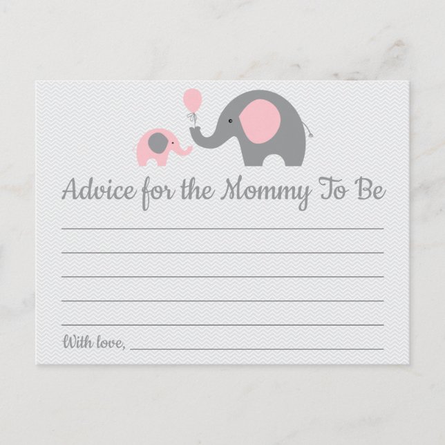 Pink Elephant Babydusche Ratschläge für Mamas Kart Postkarte (Vorderseite)