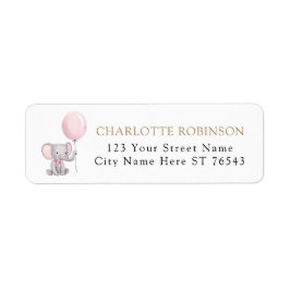 Pink Elephant Balloon Baby Dusche Rücksendeadresse