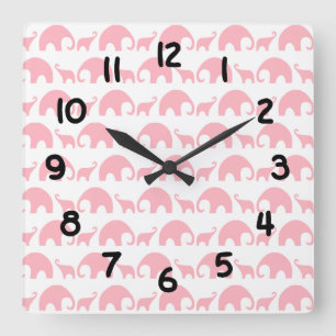Pink éléphant bébé fille crèche horloge