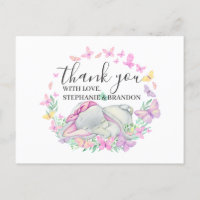 Pink Elephant Butterfets Danke Karte