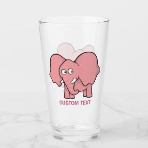 Pink Elephant Cartoon Glas