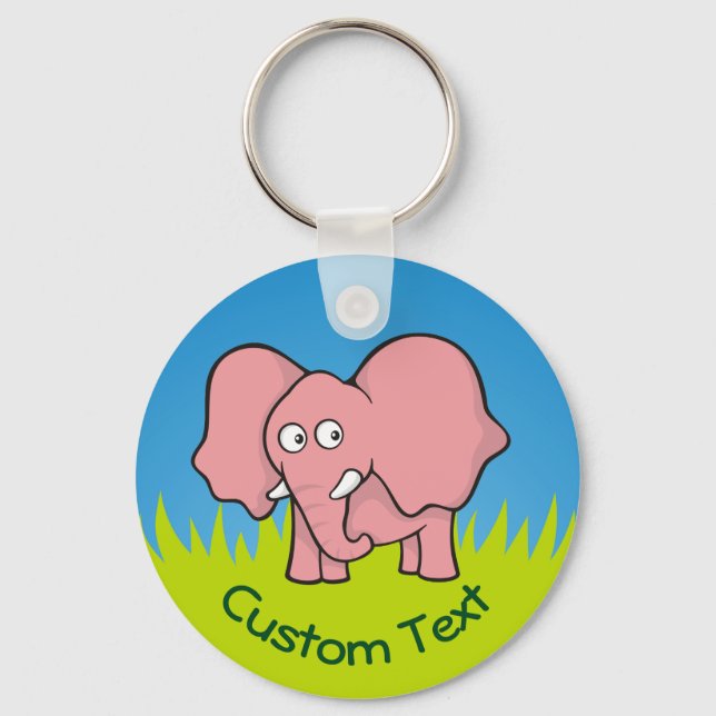 Pink Elephant Cartoon Schlüsselanhänger (Vorderseite)