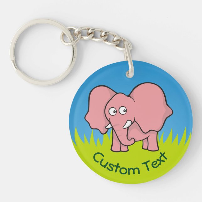 Pink Elephant Cartoon Schlüsselanhänger (Vorderseite)