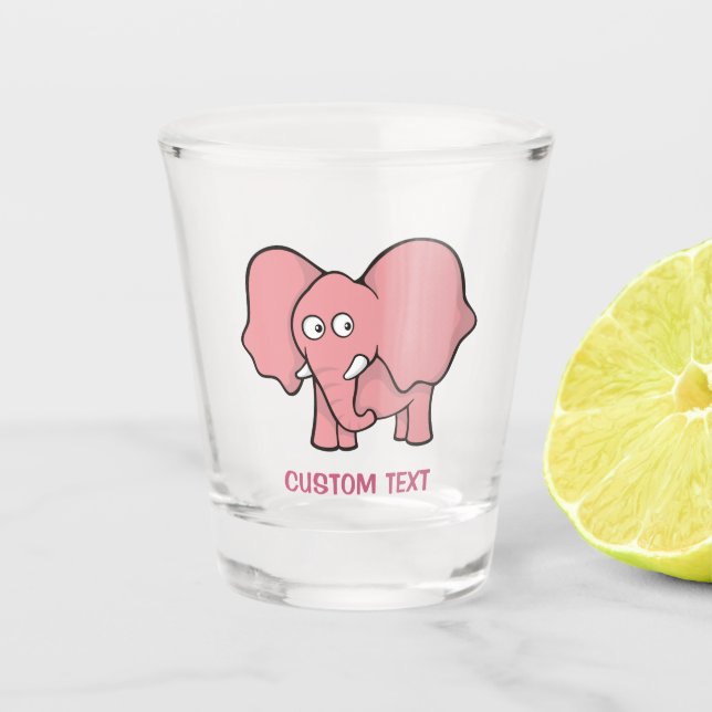 Pink Elephant Cartoon Schnapsglas (Vorderseite)