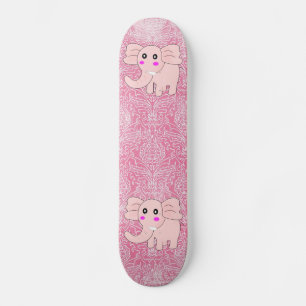 Pink Elephant Damask Skateboard