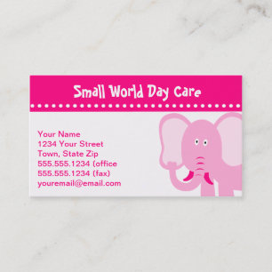 Pink Elephant Day Care Business Cards Visitenkarte