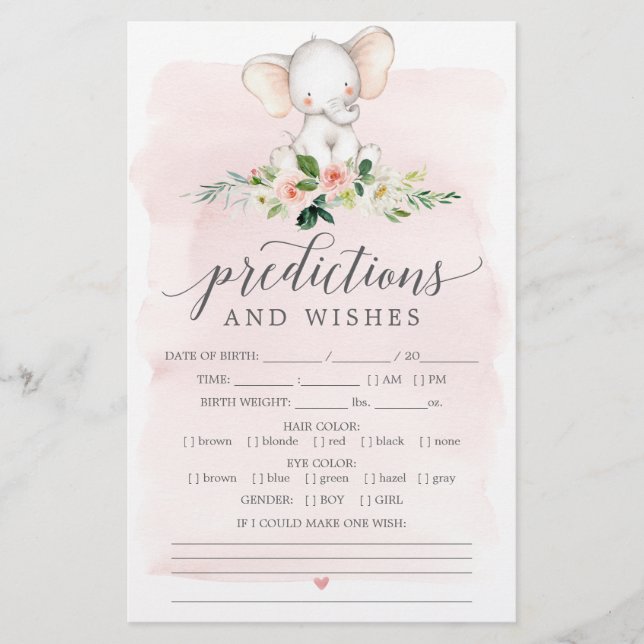 Pink Elephant Double Sided Baby Showspiele (Vorderseite)