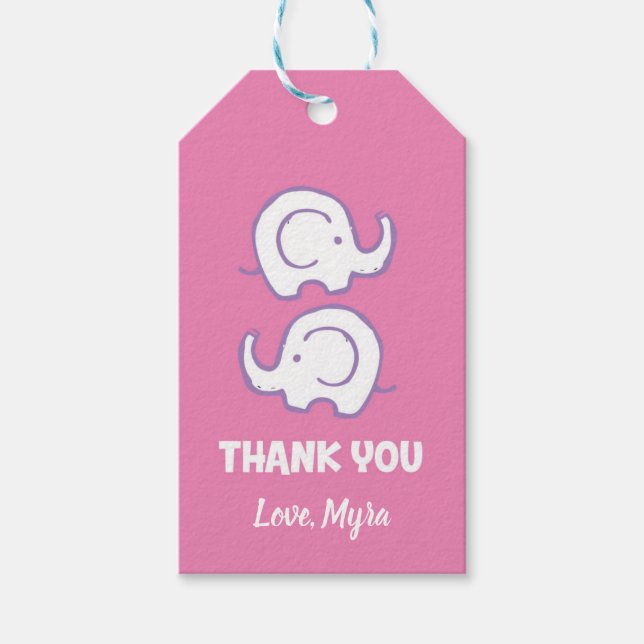 Pink Elephant-Geschenkmarke Geschenkanhänger (Vorderseite)