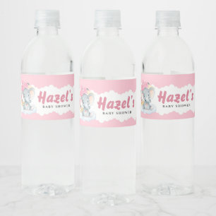 Pink Elephant Girl Baby Dusche Wasserflasche Etike