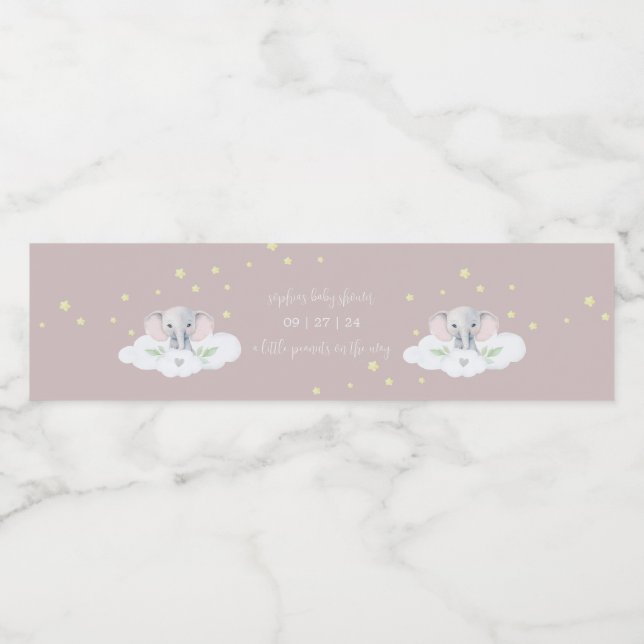 Pink Elephant Girl Baby Dusche Wasserflaschen Labe (Einzelnes Label)