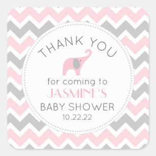 Pink Elephant Girl Dusche Gefallen Quadratischer Aufkleber