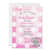 Pink Elephant Girl's Baby Shower