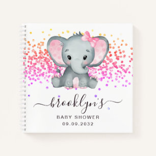 Pink Elephant Glitzer Baby Showbook Notizbuch
