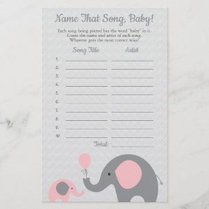 Pink Elephant Guess the Baby Song Baby Shooting Ga Flyer