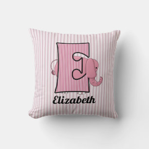 Pink Elephant Kid's Mit Monogramm E Kissen