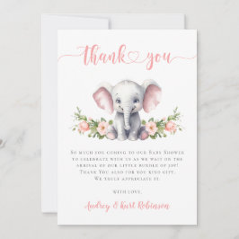 Pink Elephant Little Peanut Baby Dusche Dankeskarte