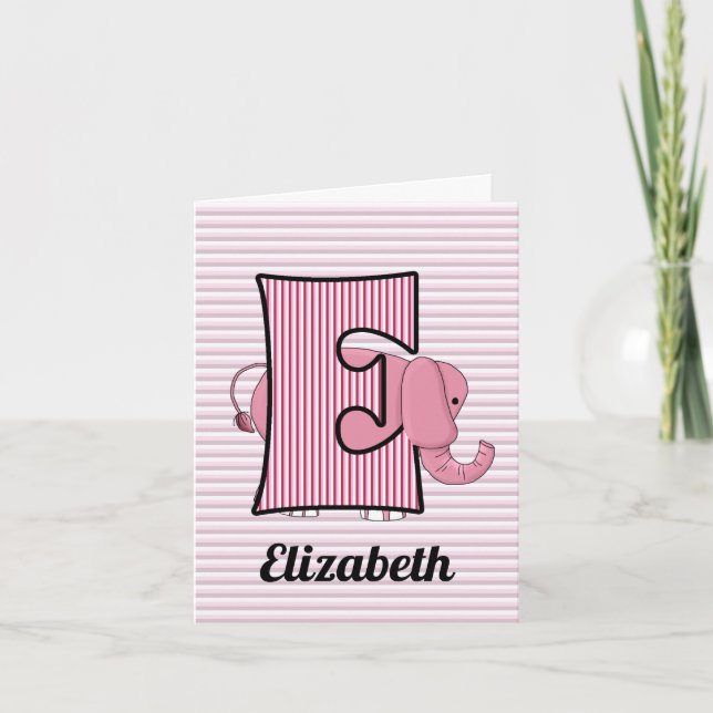 Pink Elephant Monogram E Kid's Blank (Vorderseite)