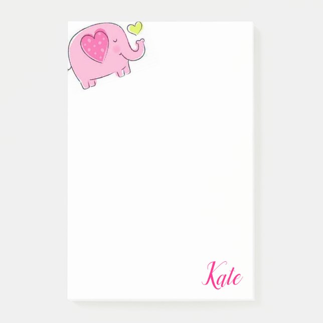 Pink-Elephant nach dem Stift Post-it Klebezettel (Vorderseite)