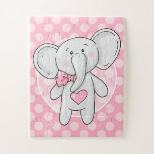 Pink Elephant - Niedlicher Polka Dots Herzbow