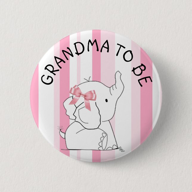 Pink Elephant Oma zu Baby Showroom Button (Vorderseite)