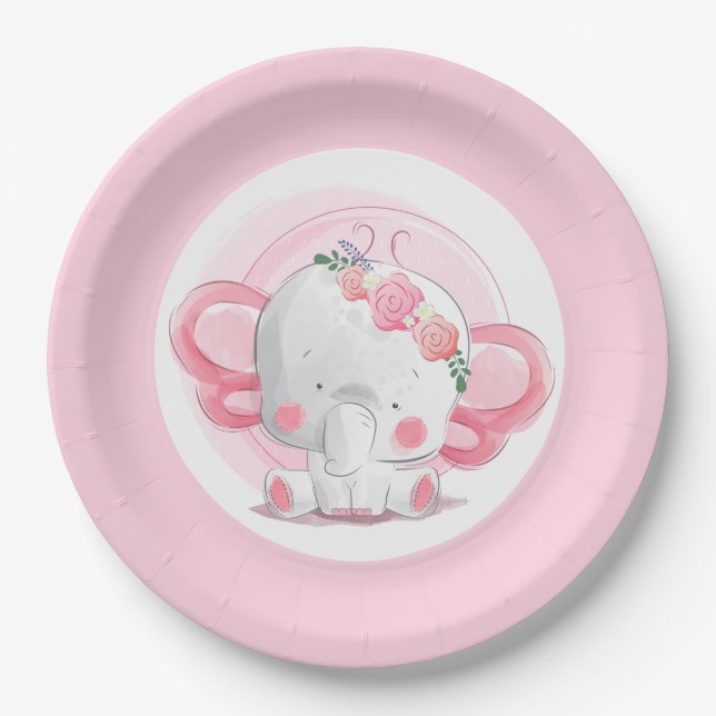 Pink Elephant Pappteller (Vorderseite)
