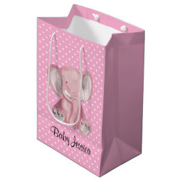 Pink Elephant Polka Dot Design Geschenktasche Mittlere Geschenktüte