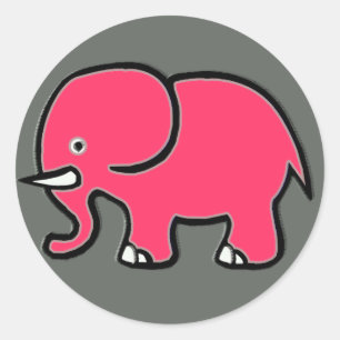 pink elephant runder aufkleber