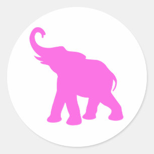 Pink Elephant Runder Aufkleber